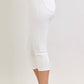 Judy Blue high waist white denim straight-leg capri pants with spade pockets