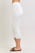 Judy Blue high waist white denim straight-leg capri pants with spade pockets