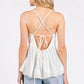 Mittoshop Crisscross Back Lace Detail V-Neck Cami with white lace trim