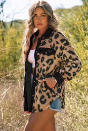 Leopard Button Up Long Sleeve Jacket | Jackets Daverri Fashions