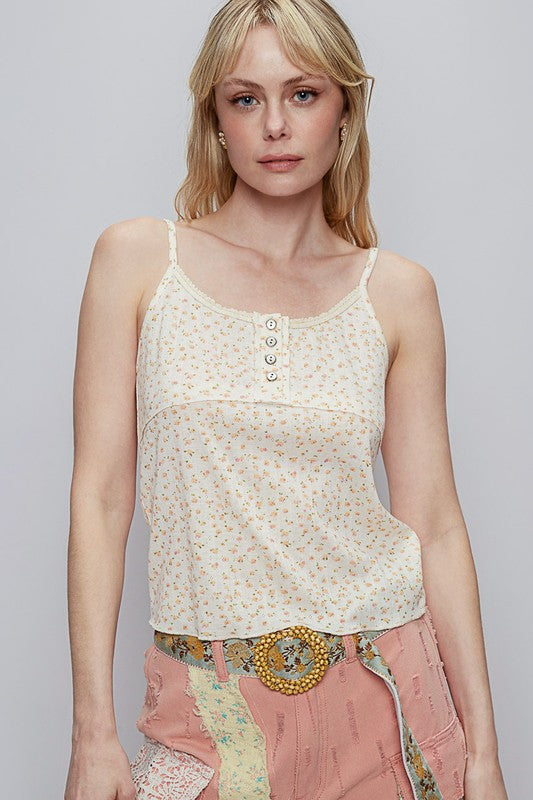 POL Floral Scoop Neck Adjustable Strap Cami Cami Tops