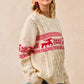 BiBi Christmas Theme Patterned Cable Knit Sweater - DAVERRI FASHIONS