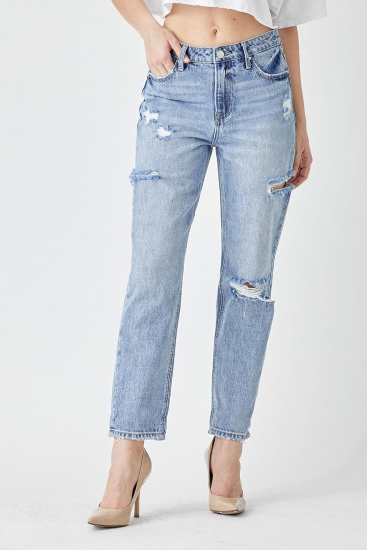 RISEN Distressed Slim Cropped Jeans Jeans