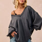 BiBi Mineral Washed French Terry Oversized Sweatshirt - DAVERRI FASHIONS