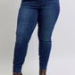 Judy Blue Full Size Mid Rise Skinny Jeans with Raw Hem Plus Size