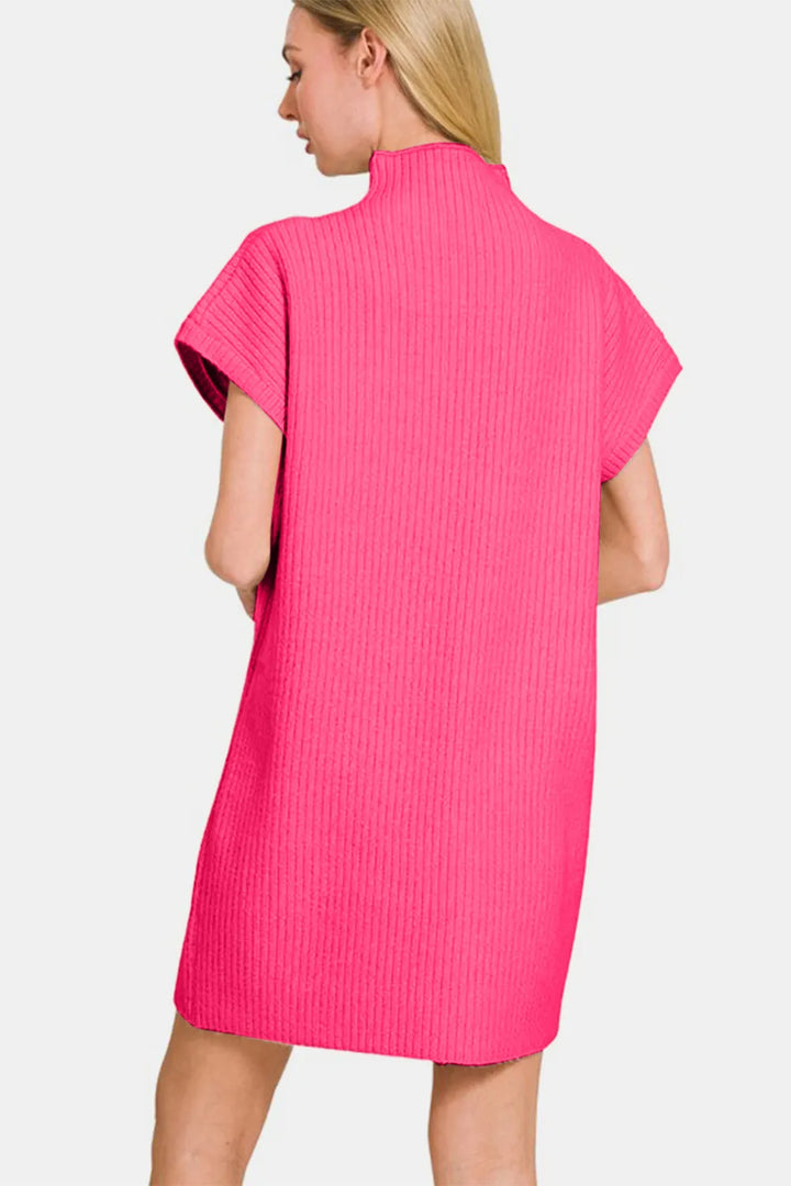 Zenana Short Sleeve Sweater Mini Dress Mini Dresses