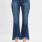 RISEN High Rise Crop Bootcut Fray Hem Jeans Dark