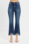 RISEN High Rise Crop Bootcut Fray Hem Jeans - DAVERRI FASHIONS