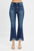 RISEN High Rise Crop Bootcut Fray Hem Jeans Dark