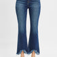 RISEN High Rise Crop Bootcut Fray Hem Jeans Dark