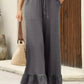 Ruffled Wide Leg Pull On High Waist Pants with Pockets - DAVERRI FASHIONS