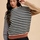 Annie Wear Striped Color Block Round Neck Sweater - DAVERRI FASHIONS