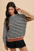 Annie Wear Striped Color Block Round Neck Sweater - DAVERRI FASHIONS
