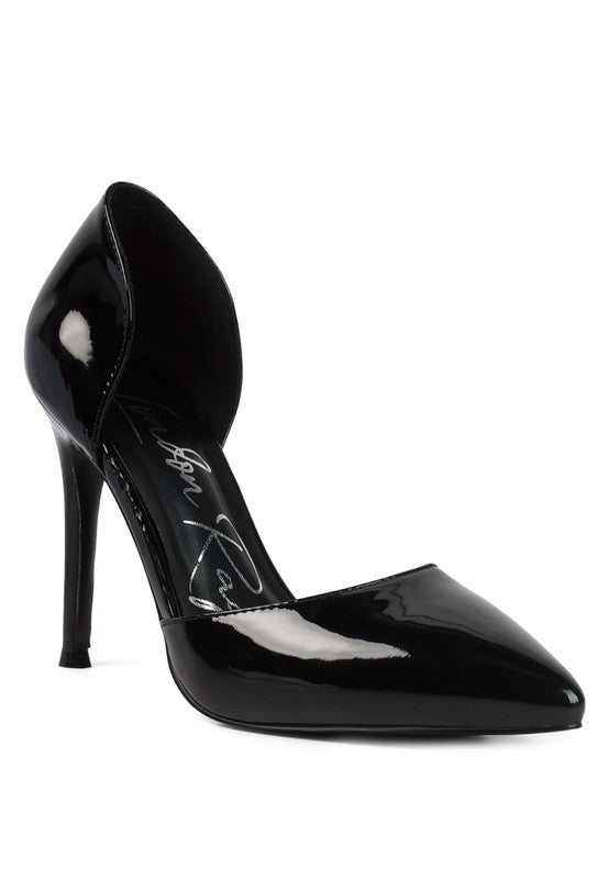 Black Candy Cane Patent Pu Slip On Stiletto Heels | Heels Daverri Fashions