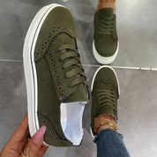 Lace-Up Suedette Flat Sneakers | Sneakers Daverri Fashions