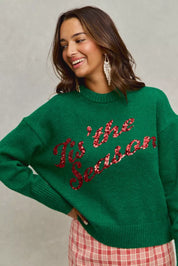 HUNTER SO ME Sequins Lettering Christmas Holiday Sweater | Sweaters Daverri Fashions
