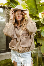 BiBi Half Zip Vintage Washed Fleece Pullover | Outerwear Daverri Fashions