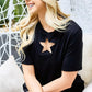 BiBi Star Cutout Short Sleeve T-Shirt Black T-Shirts