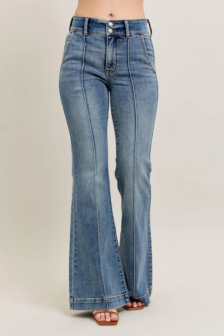 Judy Blue Full Size High-Waist Flare Denim Jeans with Front Seam Detail Plus Size MD Jeans