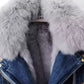 Full Size Faux Fur Collar Denim Jacket Plus Size - DAVERRI FASHIONS