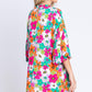 GeeGee Full Size Floral Round Neck Lantern Sleeve Mini Dress Mini Dresses