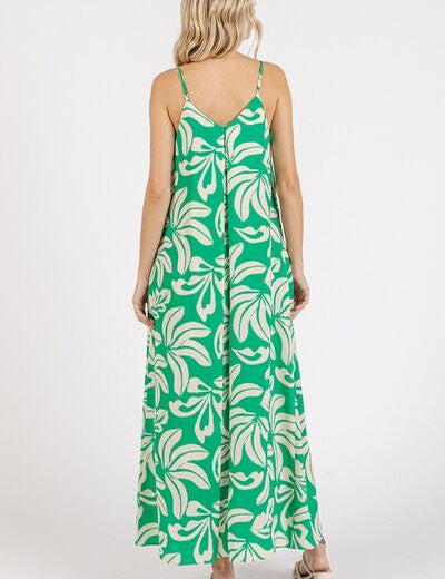 Mittoshop Printed V-Neck Maxi Cami Dress with Pockets