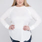 Plus Melange Baby Waffle Long Sleeve Top Plus Tops