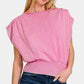 Washed Boat Neck Dolman Sleeve Top Candy Pink M Tops