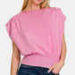 Washed Boat Neck Dolman Sleeve Top Candy Pink L Tops
