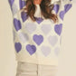 Heart Ribbed Hem Long Sleeve Sweater - DAVERRI FASHIONS