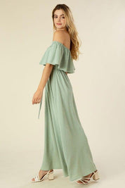 Swiss Dot Off-Shoulder Maxi Dress Maxi Dresses