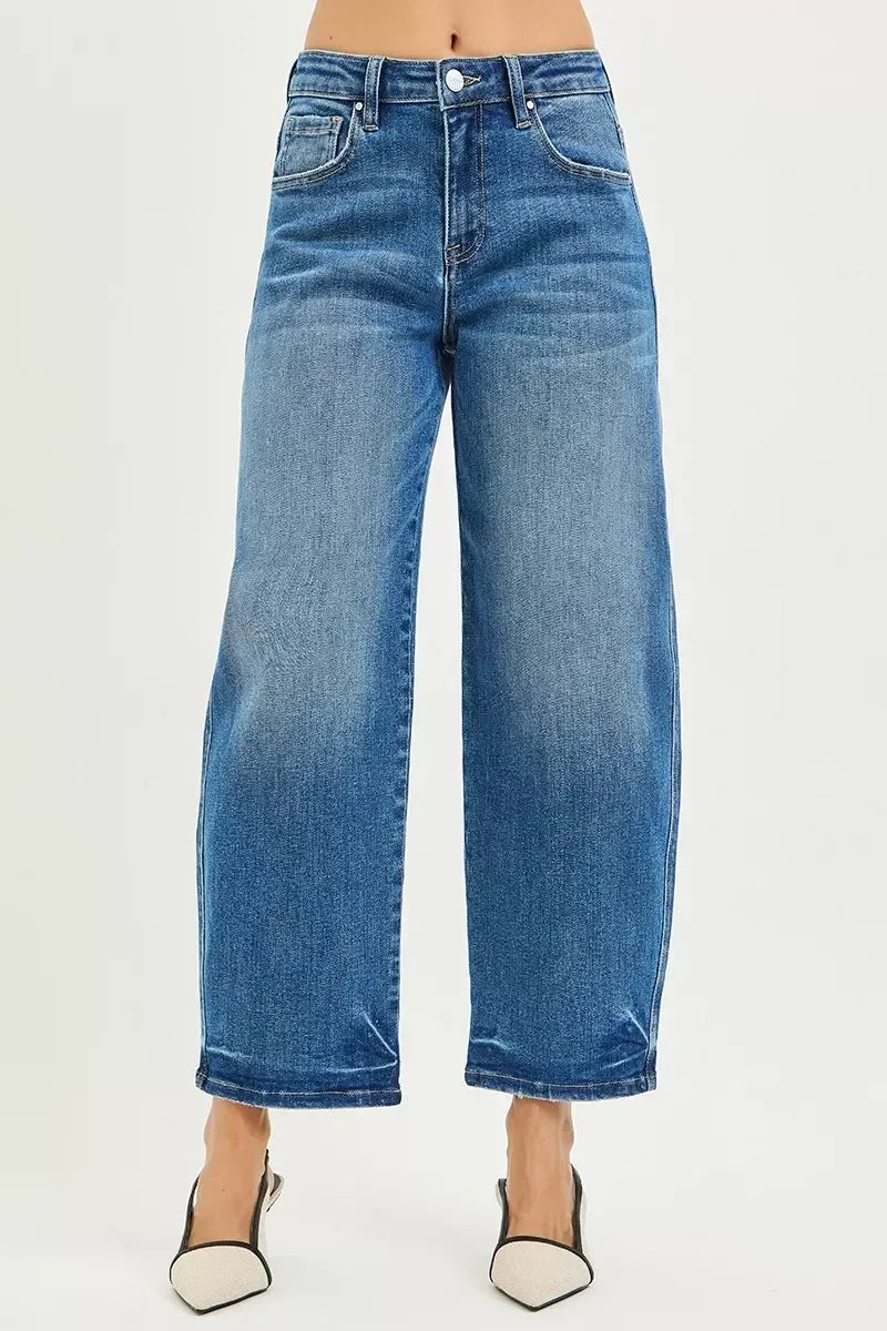 RISEN Slouchy Cropped Barrel Jeans - DAVERRI FASHIONS