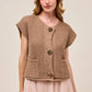 SO ME Big Metal Button Front Sweater Vest Sweater Vests