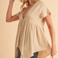 Aemi + Co Tuck Detail V-Neck Short Sleeve Blouse Blouses