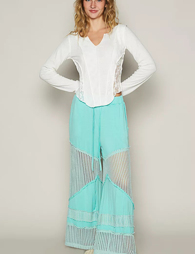 POL Drawstring Elastic Waistband Wide-Leg Pants | Pants Daverri Fashions