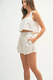 MABLE Square Neck Crop Top and Shorts Set | Outfit Sets Daverri Fashions