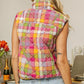 BiBi Quilted Washed Plaid Snap Down Vest Vests