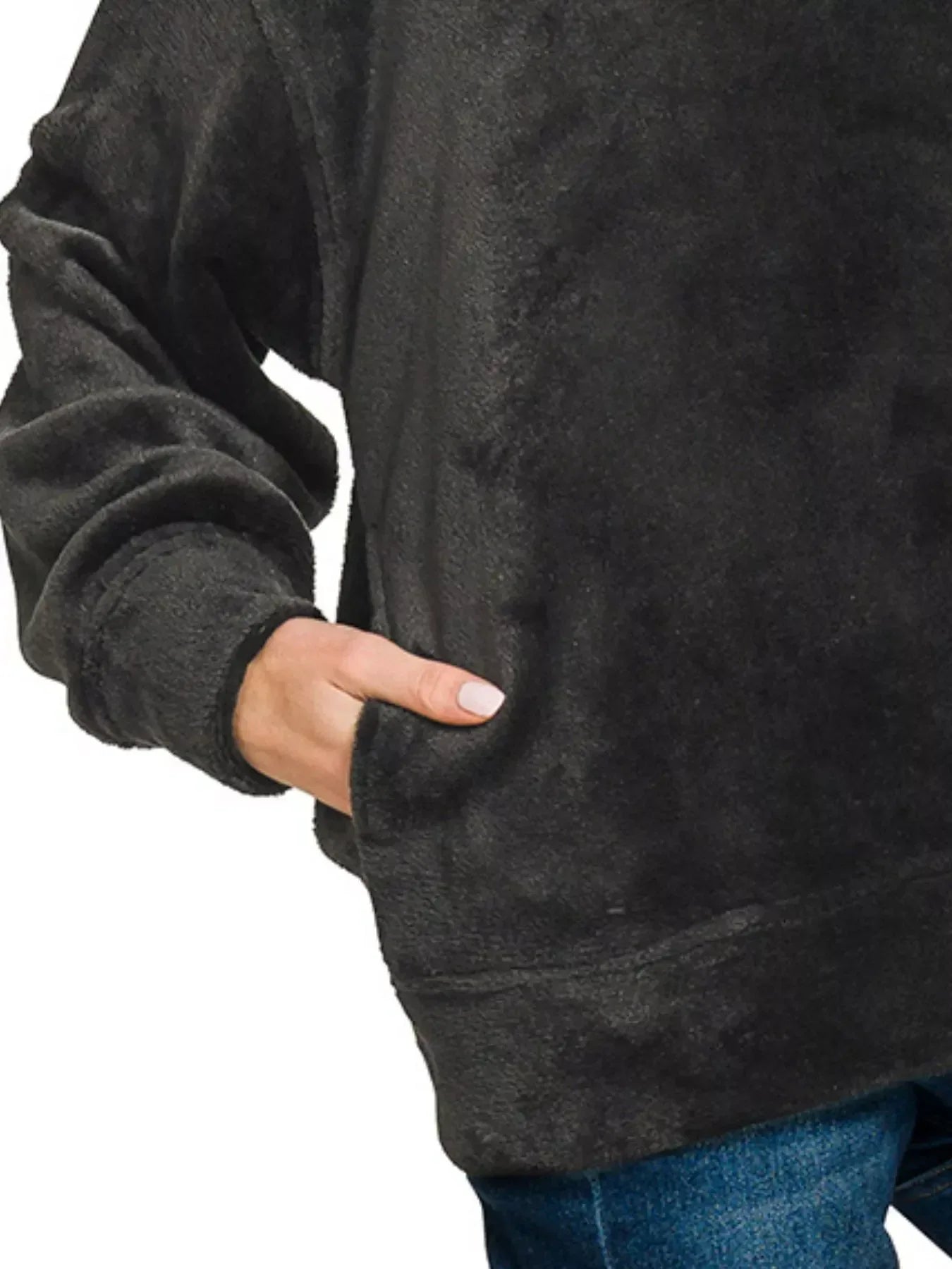 Zenana Faux Fur Half Zip Pocket Pullover - DAVERRI FASHIONS