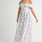 MABLE Floral Printed Off Shoulder Maxi Dress