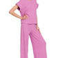 Zenana Rolled Sleeve Top and Pants Sweater Set MAUVE
