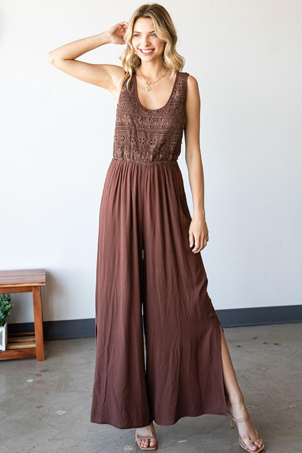 Tie Back Sleeveless Wide Leg Jumpsuit Jumpsuits