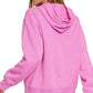 Zenana Fleece Kangaroo Pocket Hoodie in bright mauve
