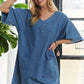 ADORA V-Neck Half Sleeve Mini Denim Dress Peacock Blue S Mini Dresses