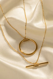 Gold One Size Double-Layered Stainless Steel Necklace | Necklaces Daverri Fashions