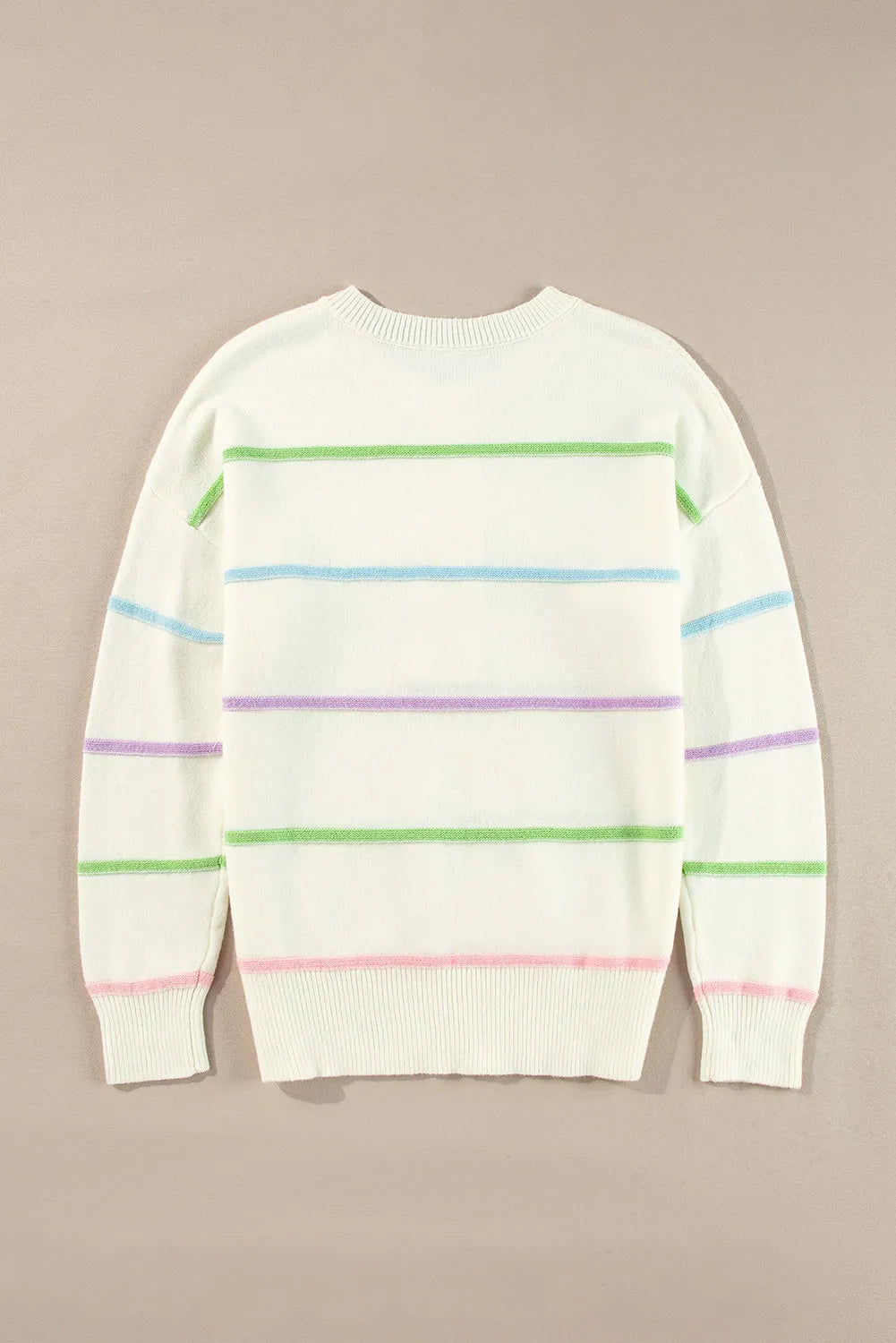 Contrast Striped Half Button Round Neck Sweater | Sweaters Daverri Fashions