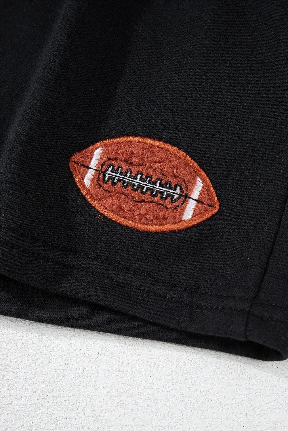 GAME DAY Football Round Neck Long Sleeve Top and Shorts Set - DAVERRI FASHIONS