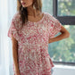 BiBi Leopard Print Gauze Woven Flutter Sleeve Blouse Blouses