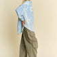 Davi & Dani Lightweight Washed Daisy Patch Waffle Knit Shirt Shirts