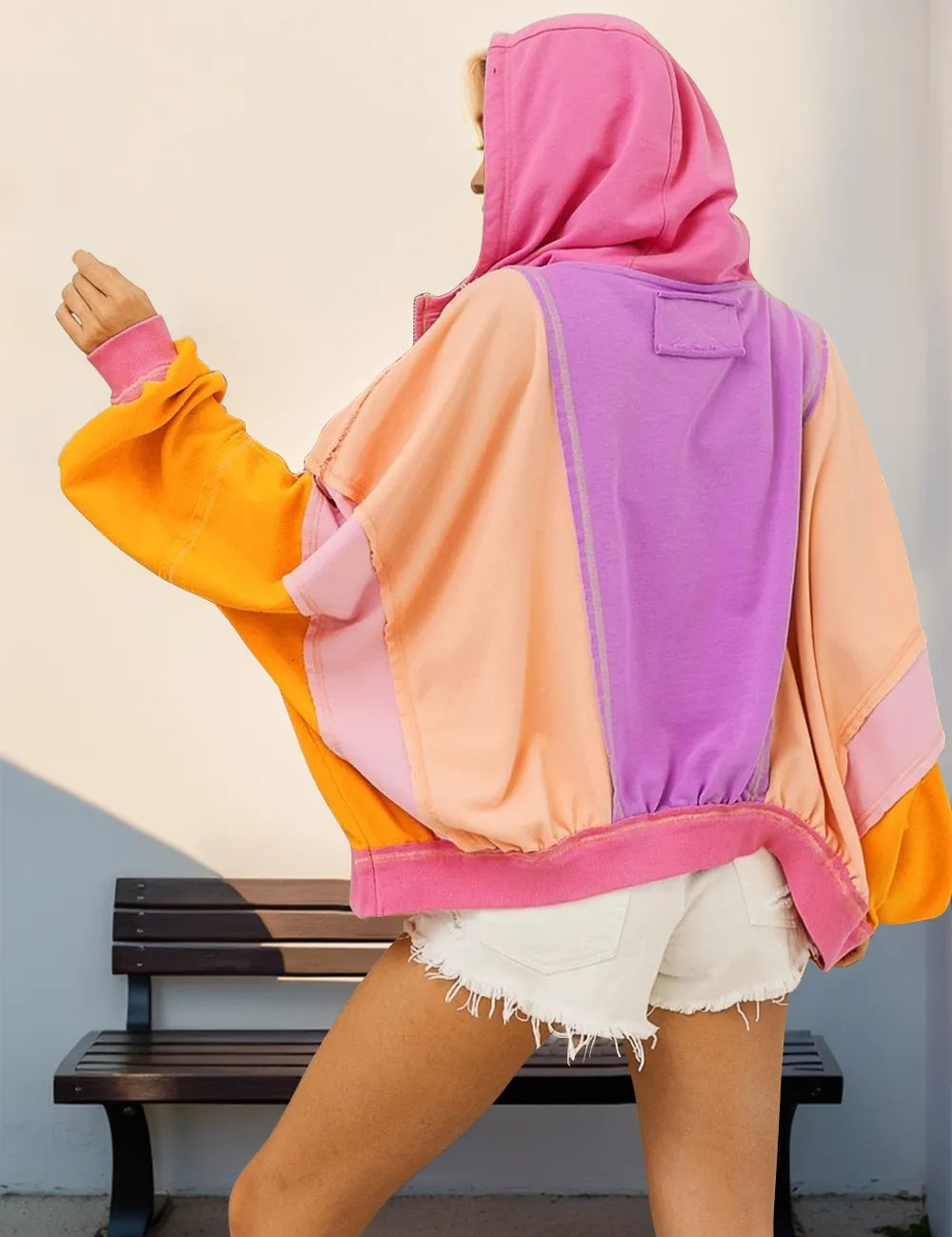 Full Size Color Block Zip Up Hoodie | Hoodies Daverri Fashions