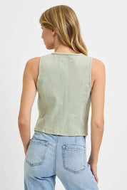 RISEN Full Size V Neck Button Down Vest Plus Size | Daverri Fashions